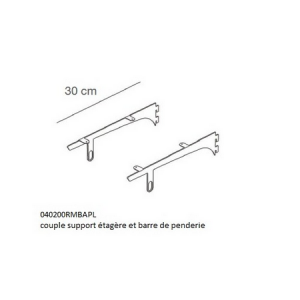 Couple support etagère Bois avec support Barre de Penderie